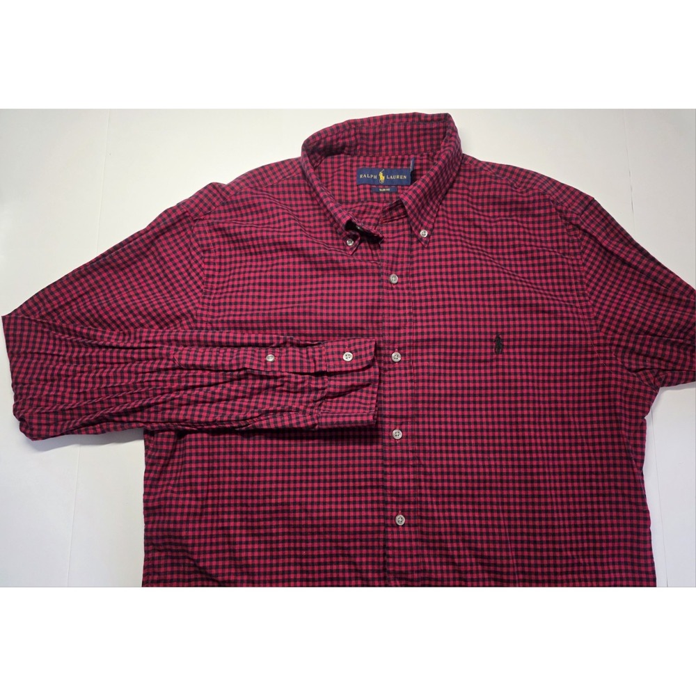 Ralph Lauren Mens Size L Slim‎ Fit Buffalo Plaid Long Sleeve Button Down Shirt - Picture 4 of 12